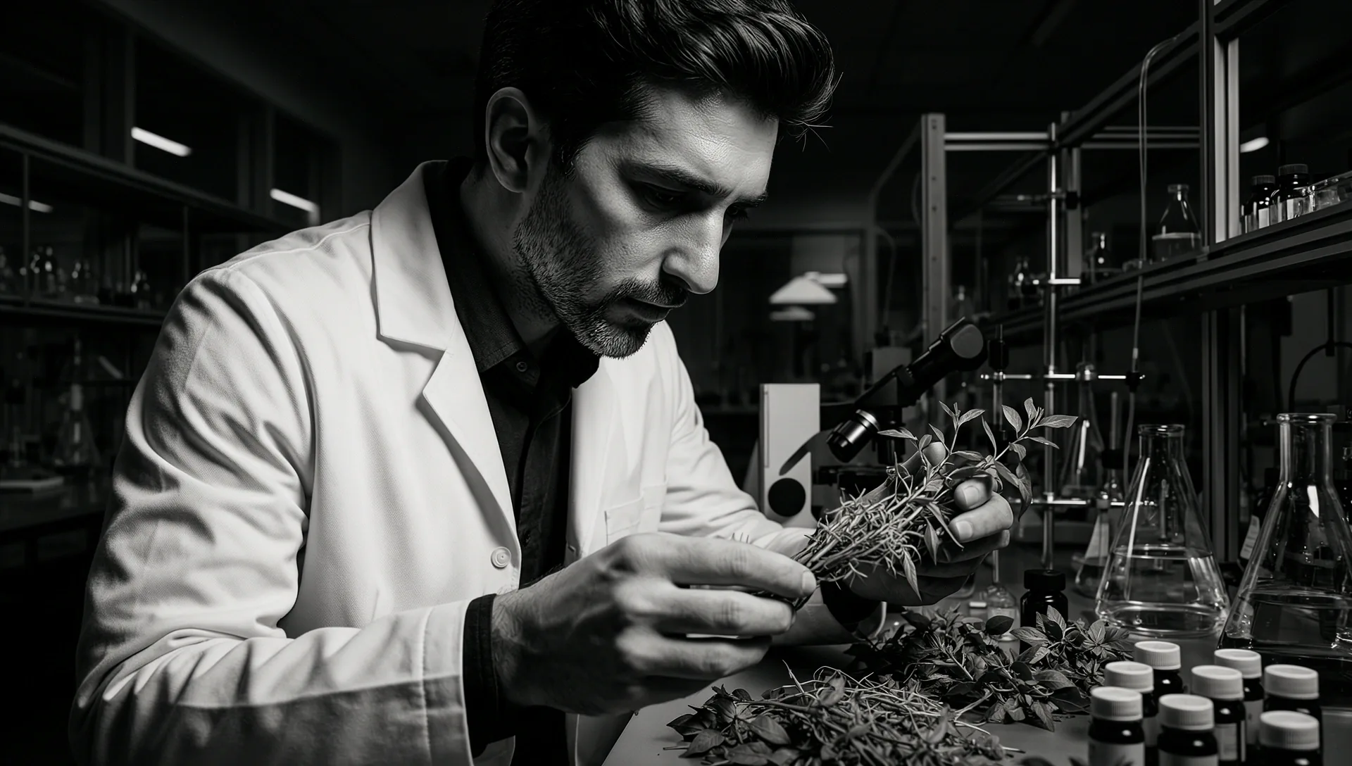 Cinematic laboratory macro of natural extracts
